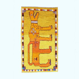 ギャッベ イラン製 リビングサイズ 110×62cm 手織り 天然 ウール100% 長方形 草木染 おしゃれ かわいい モダン ナチュラル 北欧 ラグ 絨毯 マット ラグマット カーペット ギャベ 床暖房対応 ホットカーペット対応 （HS-70125）