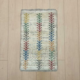 ギャッベ イラン製 リビングサイズ 63×39cm 手織り 天然 ウール100% 長方形 草木染 おしゃれ かわいい モダン ナチュラル 北欧 ラグ 絨毯 マット ラグマット カーペット ギャベ 床暖房対応 ホットカーペット対応 （HSS-12971）