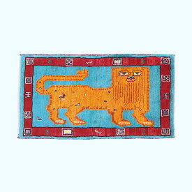 ギャッベ イラン製 リビングサイズ 108×58cm 手織り 天然 ウール100% 長方形 草木染 おしゃれ かわいい モダン ナチュラル 北欧 ラグ 絨毯 マット ラグマット カーペット ギャベ 床暖房対応 ホットカーペット対応 （HSS-70119）