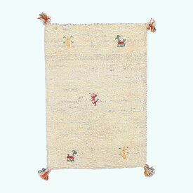 ギャッベ イラン製 リビングサイズ 57×39cm 手織り 天然 ウール100% 長方形 草木染 おしゃれ かわいい モダン ナチュラル 北欧 ラグ 絨毯 マット ラグマット カーペット ギャベ 床暖房対応 ホットカーペット対応 （HSS-70208）