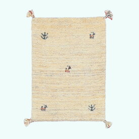 ギャッベ イラン製 リビングサイズ 59×42cm 手織り 天然 ウール100% 長方形 草木染 おしゃれ かわいい モダン ナチュラル 北欧 ラグ 絨毯 マット ラグマット カーペット ギャベ 床暖房対応 ホットカーペット対応 （HSS-70222）