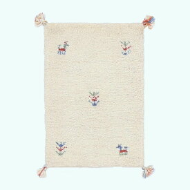 ギャッベ イラン製 リビングサイズ 59×40cm 手織り 天然 ウール100% 長方形 草木染 おしゃれ かわいい モダン ナチュラル 北欧 ラグ 絨毯 マット ラグマット カーペット ギャベ 床暖房対応 ホットカーペット対応 （HSS-70229）