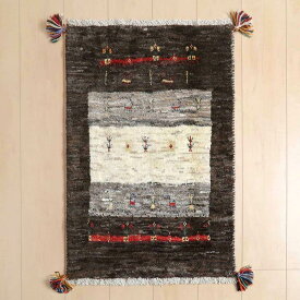 ギャッベカシュクリ イラン製 83×57cm 手織り 最高級 天然 ウール100% 草木染 玄関マット 北欧 ラグ 絨毯 マット ラグマット カーペット 屋内 室内 ギャベ 床暖房対応 ホットカーペット対応 (HSS-45338）