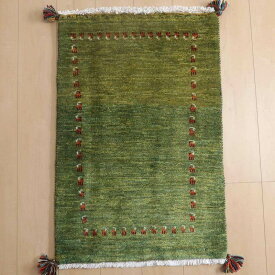 ギャッベルリバフ イラン製 94×63cm 手織り 最高級 天然 ウール100% 草木染 玄関マット 北欧 ラグ 絨毯 マット ラグマット カーペット 屋内 室内 ギャベ 床暖房対応 ホットカーペット対応 (HSS-72622）