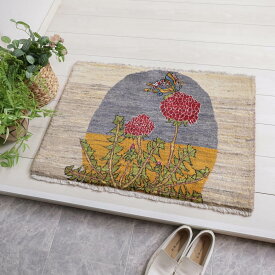 ギャッベ イラン製 リビングサイズ 62×87cm 手織り 天然 ウール100% 長方形 草木染 おしゃれ かわいい モダン ナチュラル 北欧 ラグ 絨毯 マット ラグマット ギャベ 床暖房対応 ホットカーペット対応 （HSS-11899）