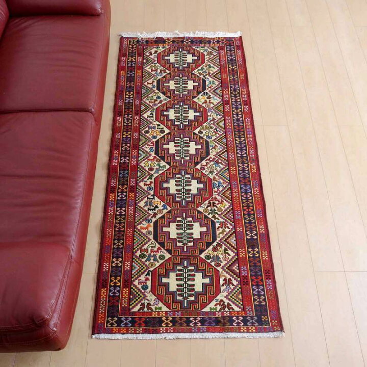 楽天市場】イラン・アゼルバイジャン産 キリム 細長 ランナー 201×85cm 