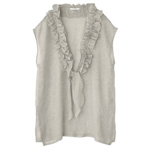 MANON (�}�m��) LINEN MESH STOLE�{FRILL BLOUSE -Natural- [MNN-SH-324] ���l�� �X�g�[�� �t�����u���E�X ���f�B�[�X ��������