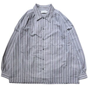 MANUAL ALPHABET (�}�j���A���A���t�@�x�b�g) AIRY CLOTH WIDE SHIRTS -Gray- [MA-S-822] �X�g���C�v ���C�h�V���c ��������