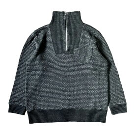 PORTER CLASSIC ( ポータークラシック ) BEATNIK KENDO KNIT HALF ZIP - BLACK ビートニック 剣道ニット ハーフジップ ブラック [PC-030-2453]