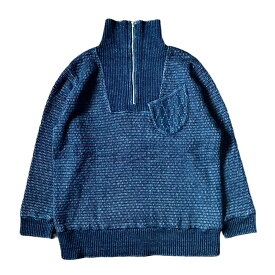 PORTER CLASSIC ( ポータークラシック ) BEATNIK KENDO KNIT HALF ZIP - BLUE ビートニック 剣道ニット ハーフジップ ブルー [PC-030-2453]