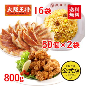 【約16食分】<大阪王将 自慢の中華ボリュームセット>肉餃子100個、チャーハン16袋、唐揚げ2袋送料無料 冷凍食品 ギョウザ 餃子 冷凍餃子 通販 中華 仕送り チャーハン 炒飯 からあげ カラ