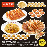 ＜大阪王将 2種餃子146個（肉餃子50個＆こだわり餃子96個）＆直火炒めチャーハンたまごスープ付き 福袋 2…