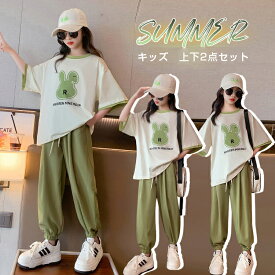 上下セット 女の子 キッズ スウェットパンツ 無地 おしゃれ シンプル 部屋着 半袖Tシャツ パジャマ セットアップ ルームウェア 夏服 運動着 春夏 薄手 おすすめ