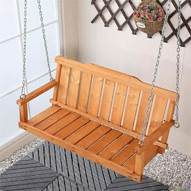 屋外木製ポーチブランコ、二人掛けベンチ、背もたれ付き、大人用、吊り下げチェーンと固定ネジ付き、高耐久700ポンド耐荷重2人用 庭や裏庭用(炭化色,120cm)