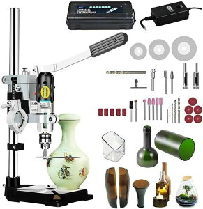 ガラス瓶切断機 電動 多機能ボトル切断機 DIY植木鉢 ガラス工芸品 ガラスびん切断機 電気ガラスボトルカッター ガラス切断機 曲線面を切断可能 花瓶 燭台 ワインボトル 穴あけ サンディング