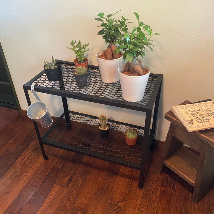 楽天市場 アイアン シェルフ ２段 植物棚 サイズ変更可 インテリア ハンドメイド アイアン家具 鉄脚 おしゃれ 家具 新生活 収納 エキスパンド メタル 金網 男前 アメリカン シューズラック Diy 植物 ラック 店舗 什器 鉄 コーデックス オーダー家具 Coveralls