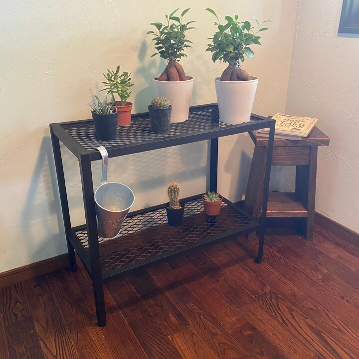 楽天市場 アイアン シェルフ ２段 植物棚 サイズ変更可 インテリア ハンドメイド アイアン家具 鉄脚 おしゃれ 家具 新生活 収納 エキスパンド メタル 金網 男前 アメリカン シューズラック Diy 植物 ラック 店舗 什器 鉄 コーデックス オーダー家具 Coveralls