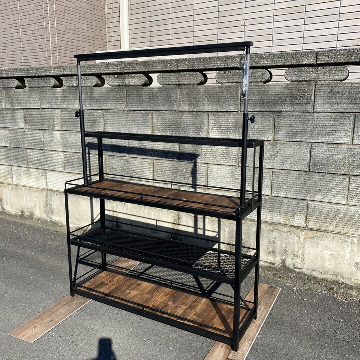 楽天市場】アイアン シェルフ 4段 ライティングレールセット 