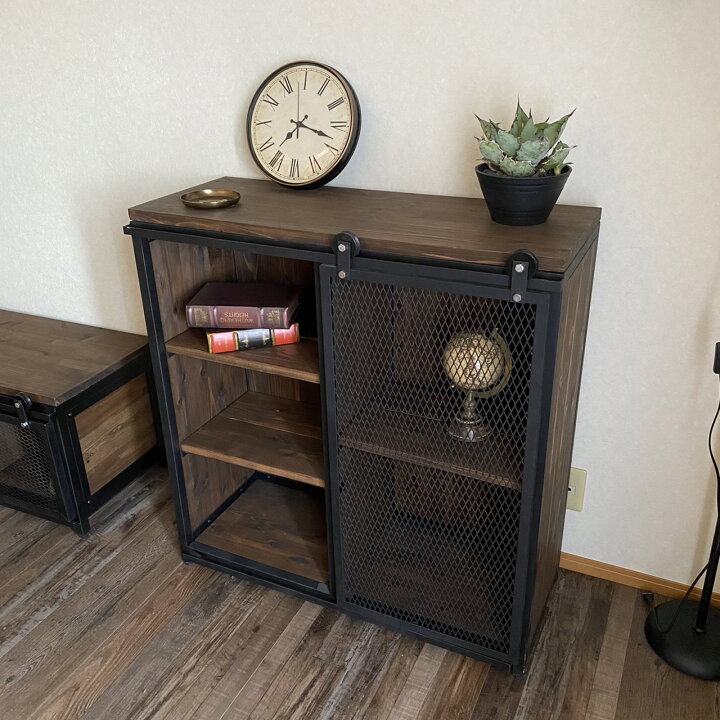 楽天市場】キャビネット 棚 シェルフ ラック ハンドメイド アイアン 