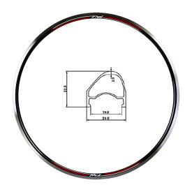 TNI ティーエヌアイ AL22W アルミリム (TL/WO) 700C オフセット チューブレスレディ/クリンチャー