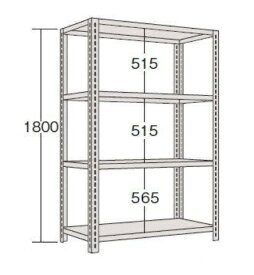 スチールラック ボルトオン軽量棚 天地共4段 H1800×W1200×D450×4F