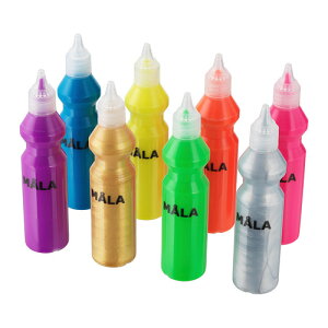 IKEAイケア MLA モーラ 蛍光絵の具/ラメ入り絵の具, アソートカラー 0.64l 8色 302.663.00
