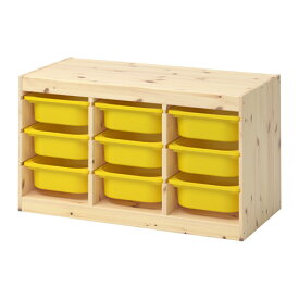 IKEA TROFAST イケア トロファスト おもちゃ箱 収納コンビネーション, ライトホワイトステインパイン, イエロー 992.408.69