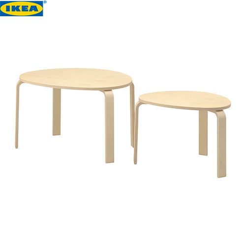 イケア IKEA SVALSTA ネストテーブル2点セット バーチ材突き板 302.806.93