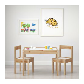 IKEA LATT イケア 子供用テーブル チェア2脚付, ホワイト, パイン材 101.784.13