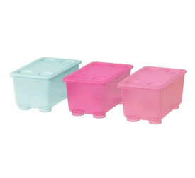IKEA イケア GLIS グリース ふた付きボックス, ピンク, ターコイズ, 17x10 cm 3ピース 004.661.50 【メール便不可】