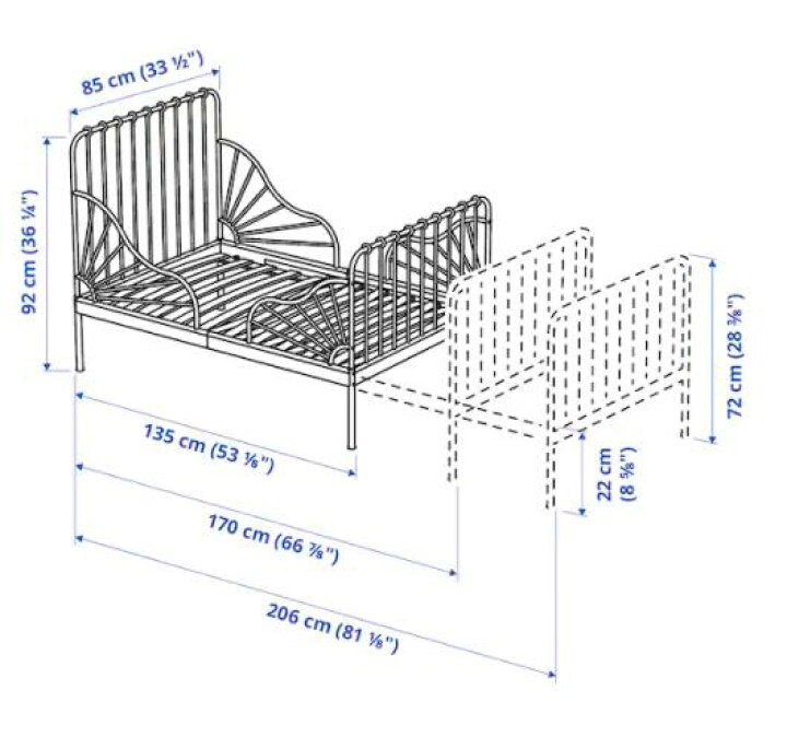楽天市場】【NEW】IKEA イケア MINNEN ミンネン伸長式ベッドフレームと  
