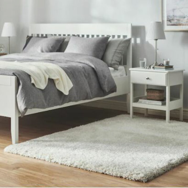 楽天市場】IKEA イケア VOLLERSLEV ラグ パイル長, ホワイト133x195 