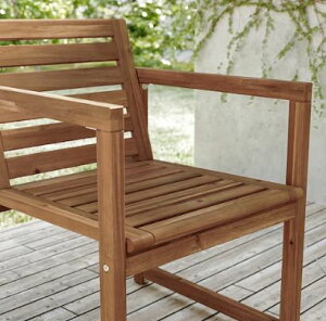 【NEW】IKEA イケア NAMMARO ネッマローチェア アームレスト付き 屋外用, ライトブラウンステイン805.111.96