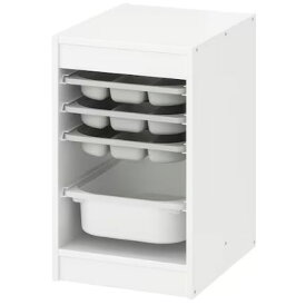 IKEA イケア TROFAST トロファスト収納コンビネーション ボックス/トレイ付, ホワイト グレー/ホワイト, 34x44x56 cm 194.804.48
