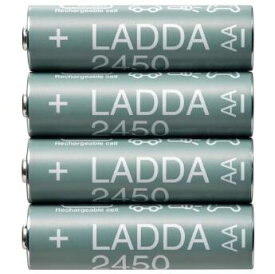 IKEA イケア LADDA ラッダ 充電式電池, HR06 AA (単3形) 1.2V, 2450mAh4 ピース 505.046.92