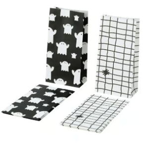 IKEA イケア KUSTFYR クストフィール ペーパーバッグ, 柄ミックス ホワイト/ブラック, 12x24 cm205.995.97