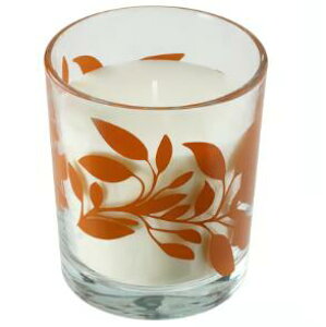 IKEA イケア HOSTAGILLE ホスタジレアロマキャンドル グラス入り, バニラ&リンゴ クリアガラス/オレンジ, 50 時間605.975.58