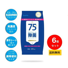 【お得6点セット】アルコール除菌 ウェットティッシュ アルコール 75% 除菌 携帯用 ポケット ヒアルロン酸配合 除菌99％ 抗ウィルス 菌 バッチリ 無香料 除菌シート WETTISSUE 清潔 外出 おでかけ 清掃 抗菌 高濃度75% 持ち歩き 手洗い 感染予防 消毒 シート