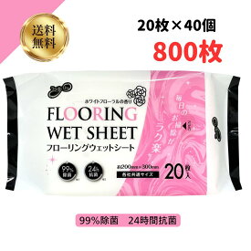 【3/3SS限定最大20%オフクーポン】99％除菌 24時間抗菌 送料無料 日本製 昭和紙工 ラク楽LIFE フローリング ウエットシート 20枚入 40個 各社共通サイズ(4957434010463) お手拭きプロ フローリング 機内持ち込み まとめ買い ケース販売 床 玄関