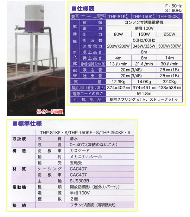 浅井戸ホームポンプ THP-81KF(普及型) 50hz 寺田ポンプ オアシスプラス 寺田ポンプ 浅井戸用ホームポンプ THP-81KF(50Hz)