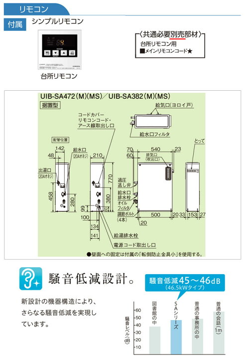 楽天市場】石油給湯器 SAシリーズ UIB-SA382(MS) CORONA（コロナ 