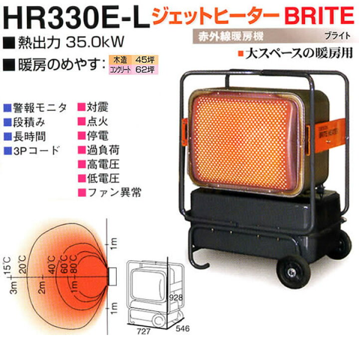 楽天市場】ジェットヒーターBRITE 赤外線暖房機 HR330E-L オリオン機械 