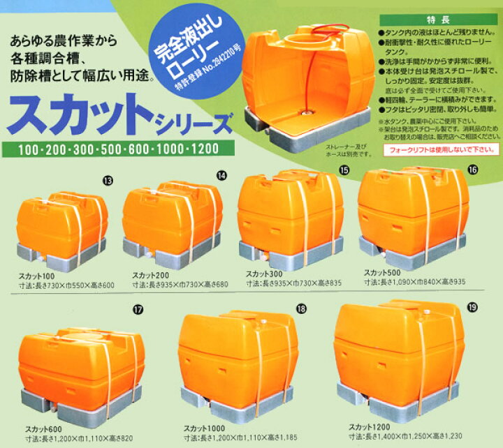 楽天市場】完全液出しローリータンク スカット500 スイコー バルブ無し  