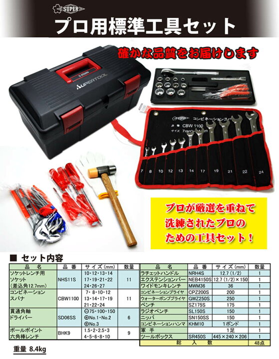 楽天市場】スーパーツール プロ用標準工具セット S6500N スーパー 