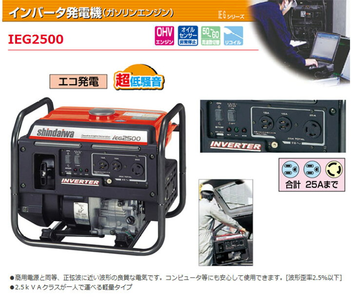 楽天市場】インバーターガソリンエンジン発電機 IEG2500 やまびこ（新 