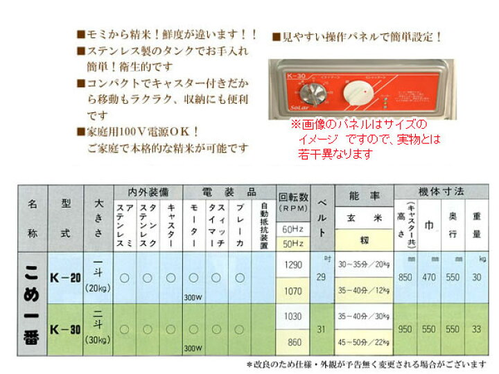楽天市場】ソーラー循環式精米機 K-30 宝田工業 : オアシスプラス
