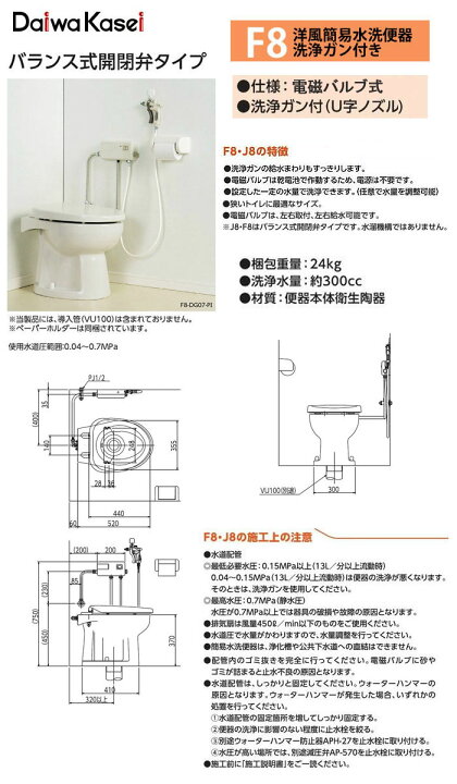 楽天市場】タンクレス洋風簡易水洗便器 電磁バルブタイプ F8 F8-DG07 