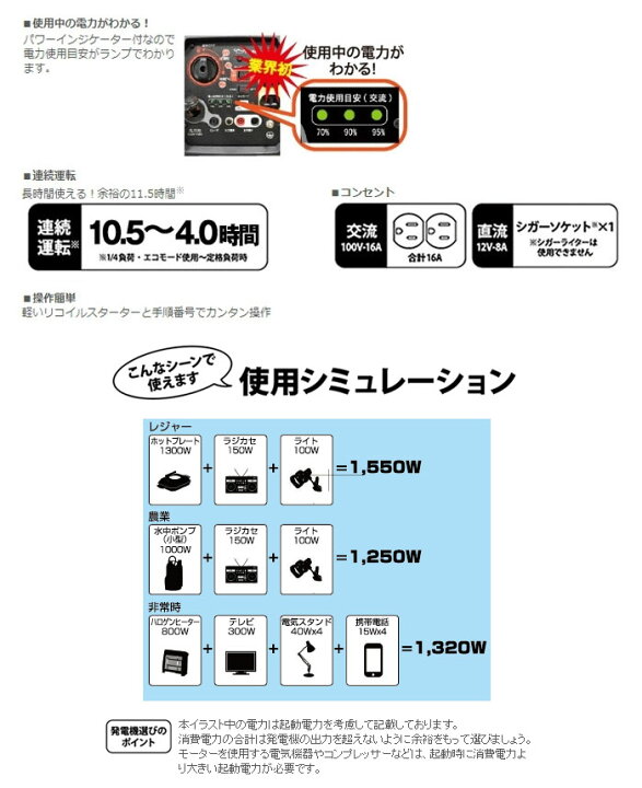 楽天市場】インバーター発電機 GV-16i 工進(KOSHIN) 1600VA : オアシス 