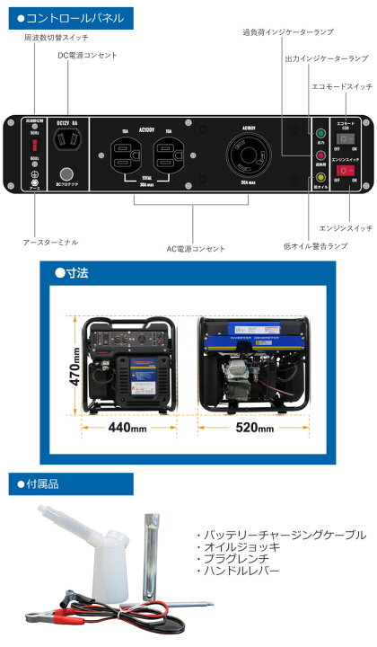 楽天市場】インバーター発電機 PG3100i POWERTECH 3.1kVA : オアシスプラス