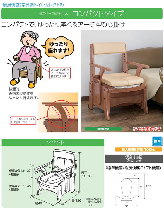 楽天市場】安寿 家具調トイレ セレクトR コンパクト 標準便座 533-880 